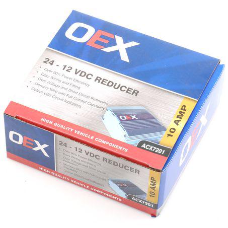 OEX Voltage Reducer 24V-12V Switch Mode Single Circuit 10A W/Memory Wire fits Radio ACX7201