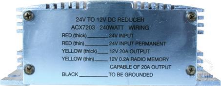 OEX Voltage Reducer 24V-12V Switch Mode Single Circuit 20A W/Memory Wire fits Radio ACX7203