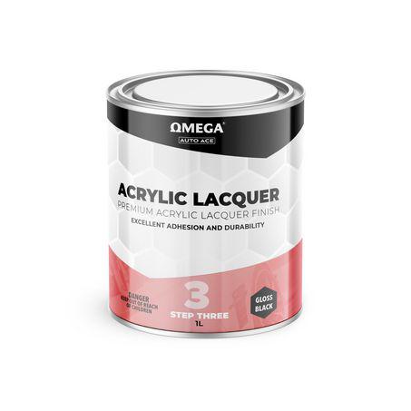 Omega Premium Acrylic Lacquer Gloss Finish Black 400g AA-ALGB400G