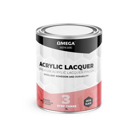 Omega Premium Acrylic Lacquer Satin Finish Black 1L AA-ALSB1L