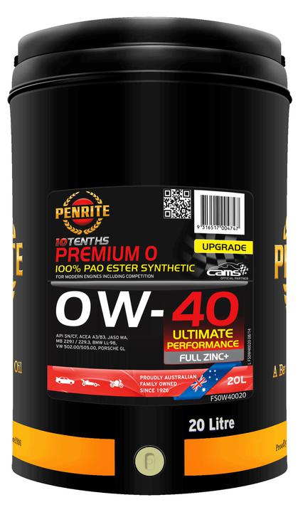 Penrite 10 Tenths Premium 0W-40 Engine Oil 20L