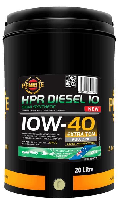 Penrite HPR Diesel 10 SAE 10W-40 Engine Oil 20L
