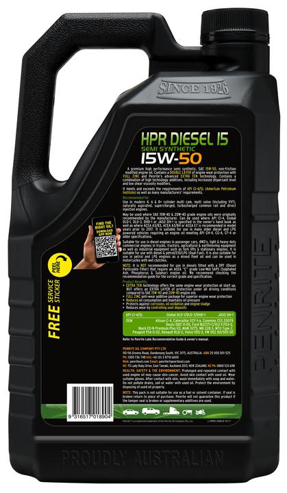 Penrite HPR Diesel 15 SAE 15W-50 Engine Oil 5L