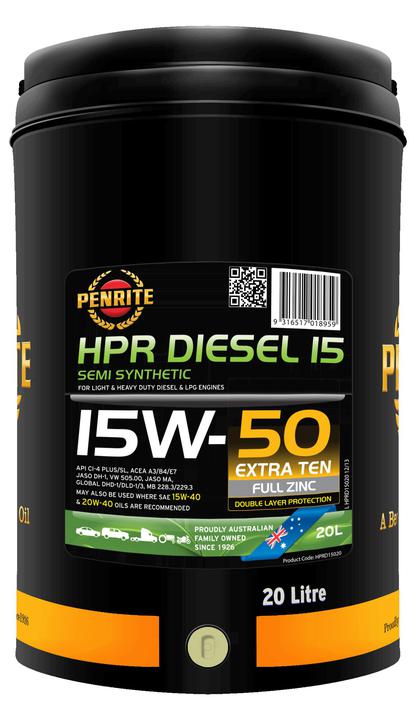 Penrite HPR Diesel 15 SAE 15W-50 Engine Oil 20L