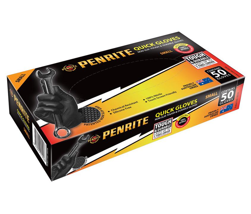 Penrite Quick Gloves Disposable Non-Slip Nitrile Small 50Pk LQG50S