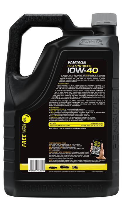 Penrite Vantage Full Synthetic 10W-40 Engine Oil 6L