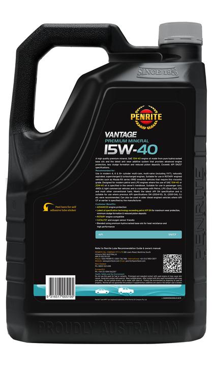 Penrite Vantage Premium Mineral 15W-40 Engine Oil 6L