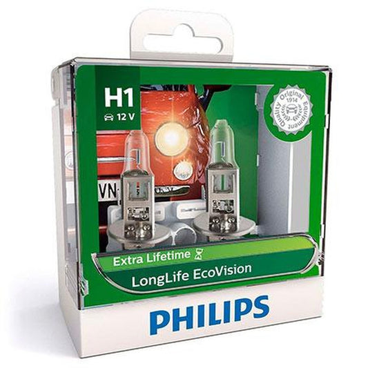 Philips Eco Vision H1 Globe 12V 55W (2Pk) Longlife 12258LLECOS2