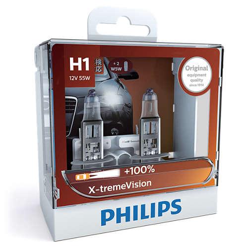 Philips X-treme Vision +100 H1 Globe 12V 55W (2Pk) 12258XVSM