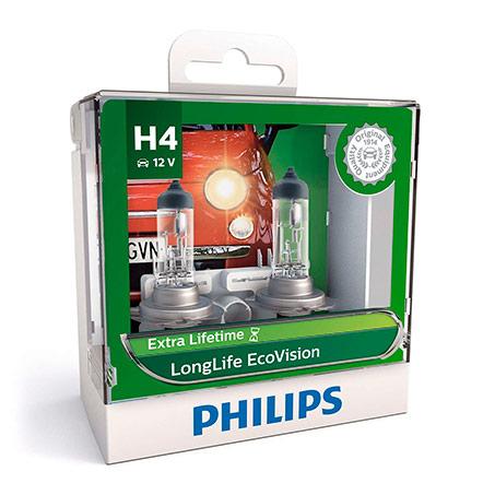 Philips Eco Vision H4 Globe 12V 60/55W (2Pk) Longlife 12342LLECOS2