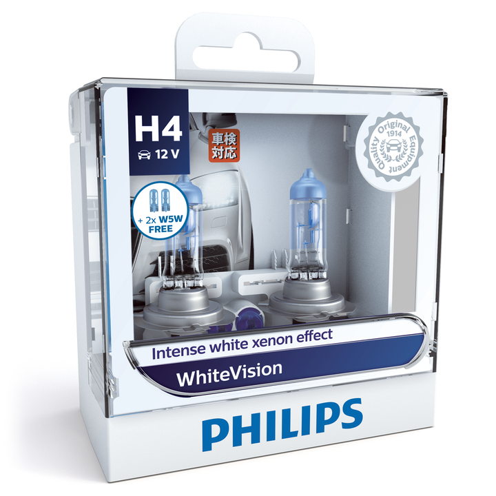 Philips White Vision H4 Globe 12V 60/55W (2Pk) 12342WHVSM