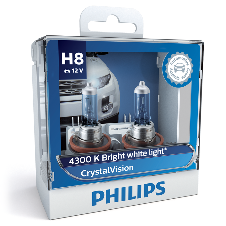 Philips Crystal Vision H8 Globe 12V 35W (2Pk) 12360CVS2