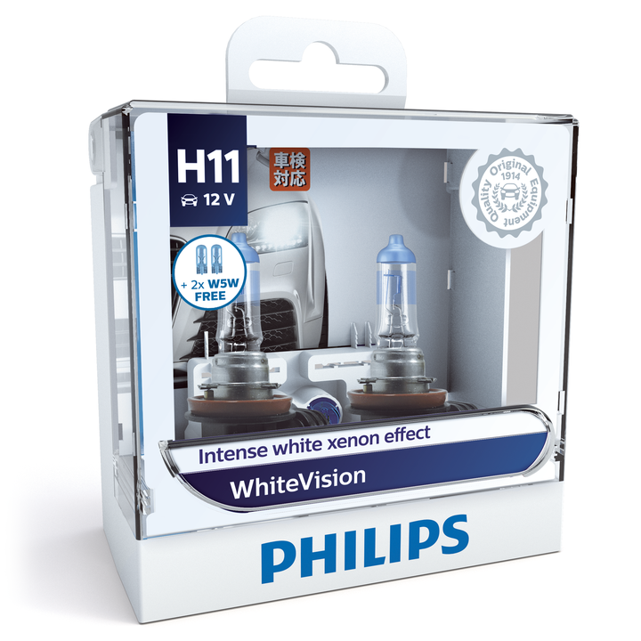 Philips White Vision H11 Globe 12V 55W (2Pk) 12362WHVSM