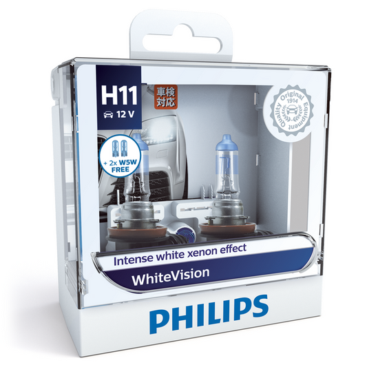 Philips White Vision H11 Globe 12V 55W (2Pk) 12362WHVSM
