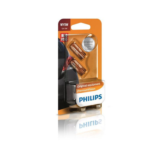 Philips Vision T10 Wedge Globe Amber 12V 2W (2Pk) 12396B2