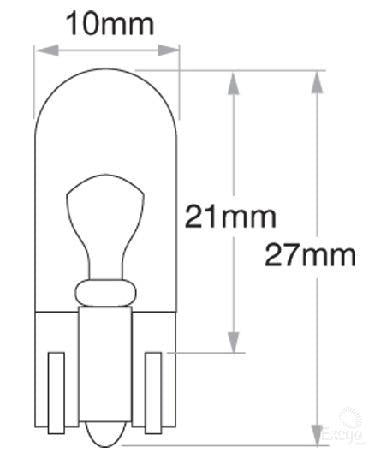 Philips Standard T10 Wedge Globe 12V 2W (10Pk) 12960