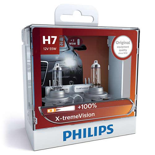 Philips X-treme Vision +100 H7 Globe 12V 55W (2Pk) 12972XVSM