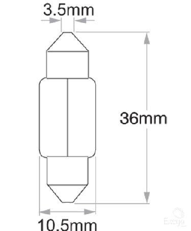 Philips Standard Festoon Globe 36x10mm 24V 5W (10Pk) 13844
