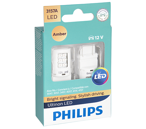 Philips Ultinon LED T20 Wedge Globe 12V Amber 3157AULAX2