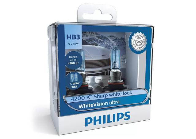 Philips 9005WVUSM - White Vision Ultra HB3 Globes 4200K Sharp White 12V 60W (2Pk)