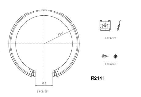 RDA Brake Shoe Set Rear R2141