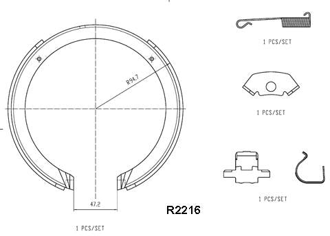 RDA Brake Shoe Set R2216