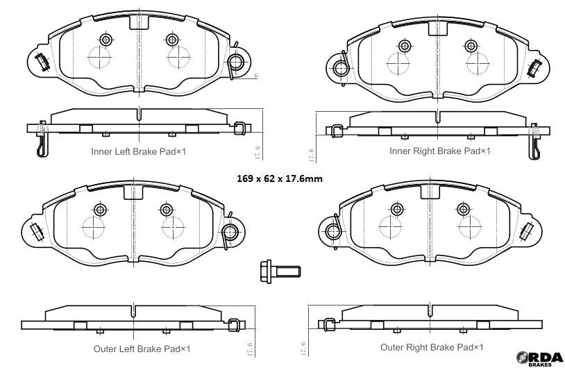 RDA GP Max Brake Pad Set Front RDB2433