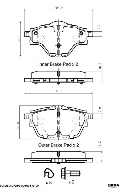 RDA GP Max Brake Pad Set Rear RDB2439