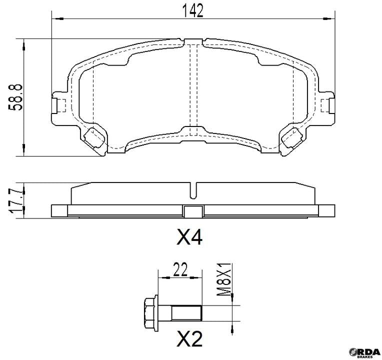 RDA GP Max Brake Pad Set Front RDB2441