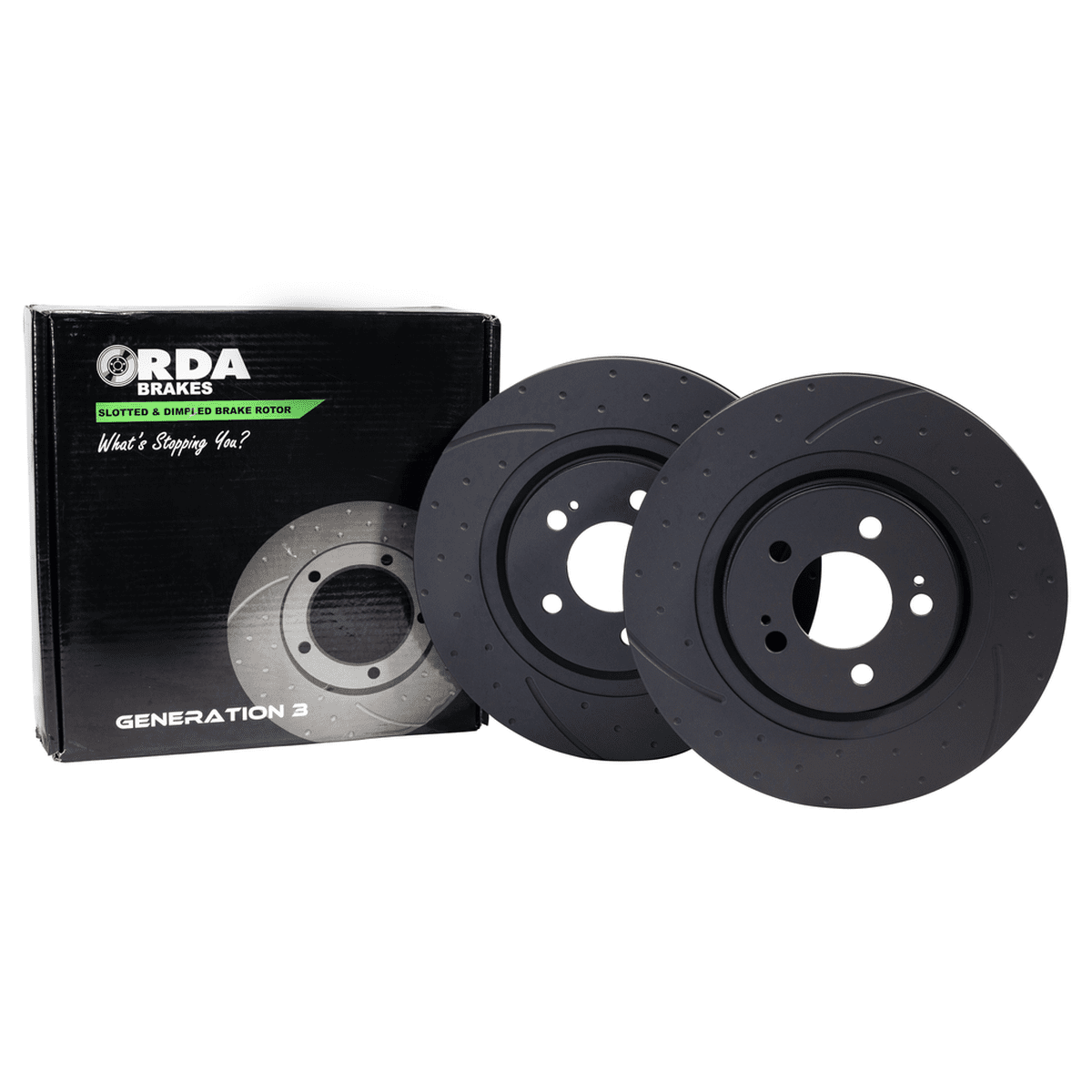 RDA Slotted And Dimpled Brake Rotor Pair 302mm Front RDA975D