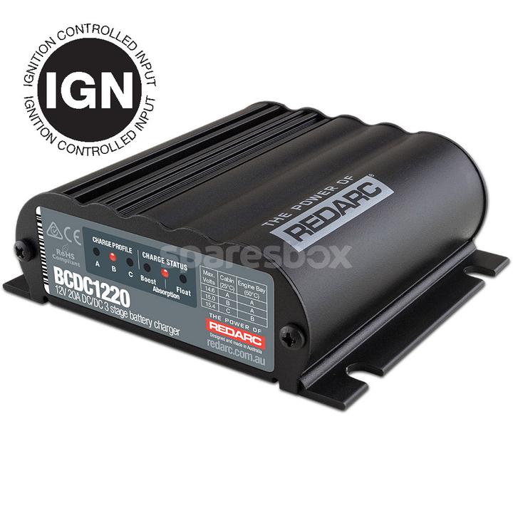 REDARC 20A In-Vehicle DC Smart Battery Charger (Ignition Control) BCDC1220-IGN