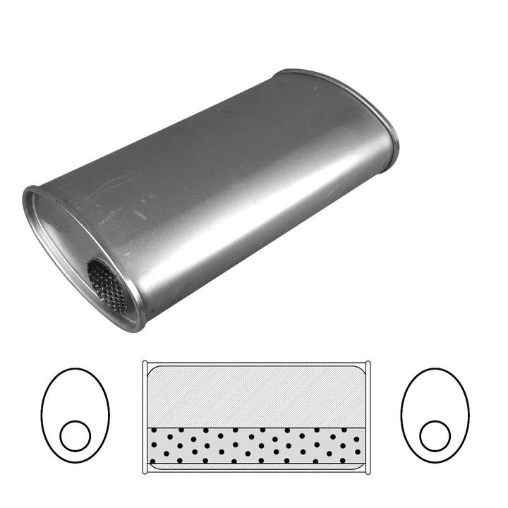 Redback Oval Muffler 10"" Long 2.5"" Offset Megaflow Mild F717MN