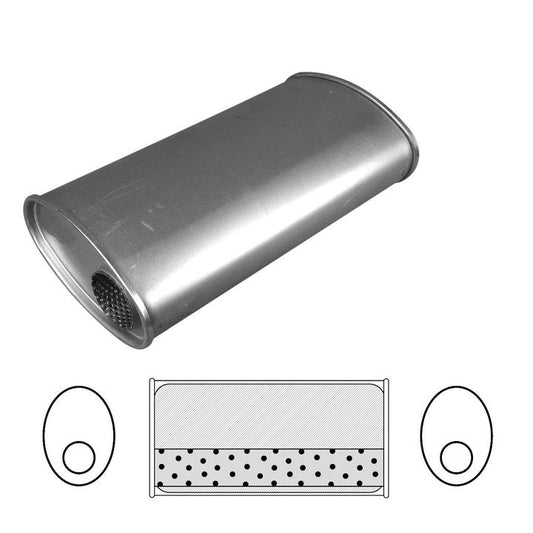 Redback Oval Muffler 10"" Long 2.5"" Offset Megaflow Mild F717MN