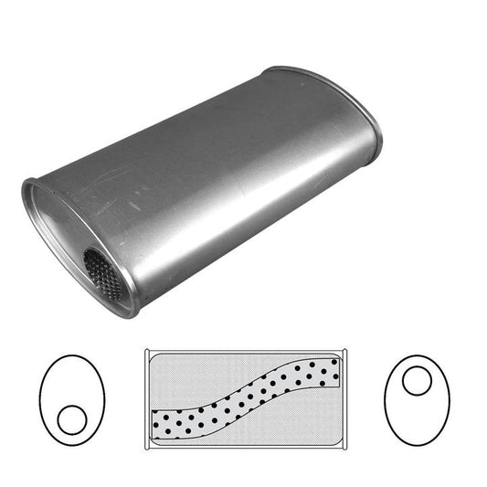 Redback Oval Muffler 14"" Long 2.25"" Offset Megaflow Mild J628M