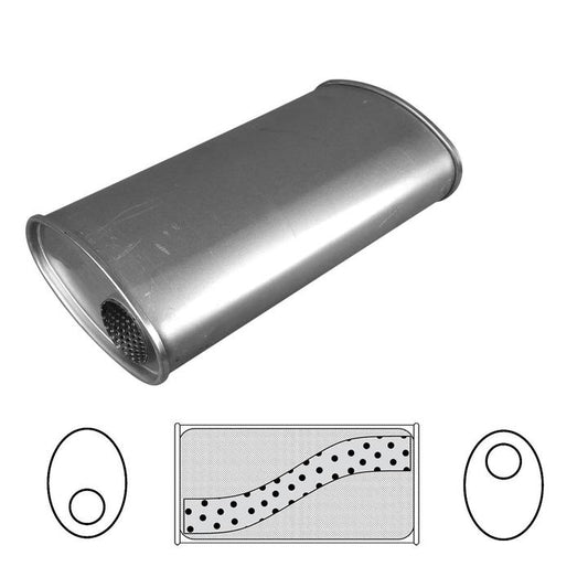 Redback Oval Muffler 16"" Long 2.5"" Offset Megaflow Mild J736MN