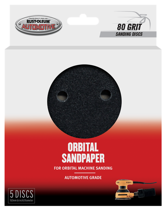 Rust-Oleum Velcro Orbital Sandpaper 6"" 80 Grit 5 Pack 367668