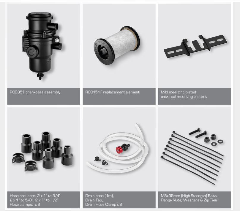 Ryco Universal Catch Can Crankcase Filter Kit RCC351K