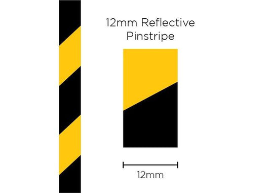 SAAS Pinstripe Reflective Black/Yellow 12mm x 1m 11489