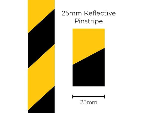 SAAS Pinstripe Reflective Black/Yellow 25mm x 1m 11689