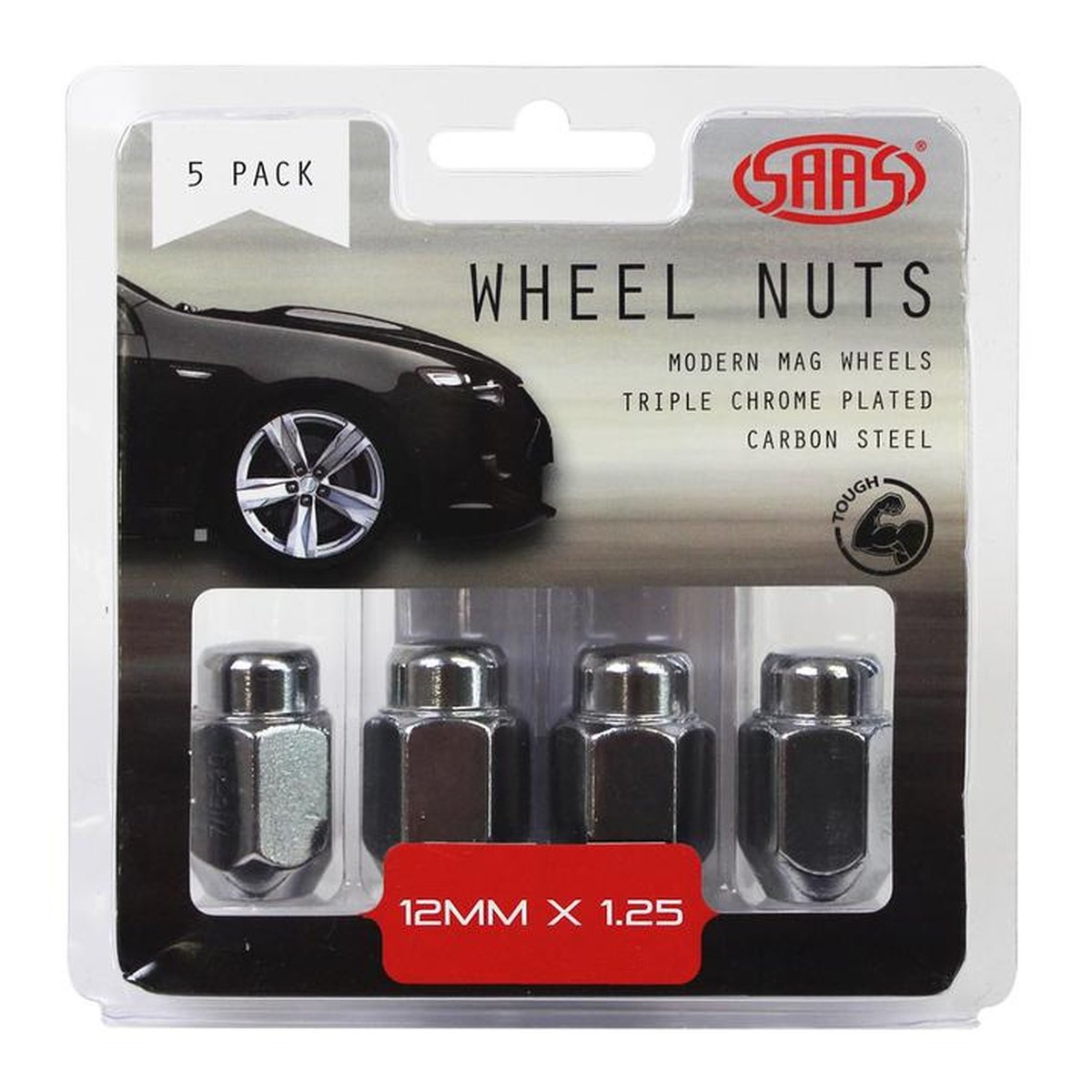 SAAS Wheel Nuts Acorn Taper M12x1.25 Chrome 35mm (5 Pack) 235255