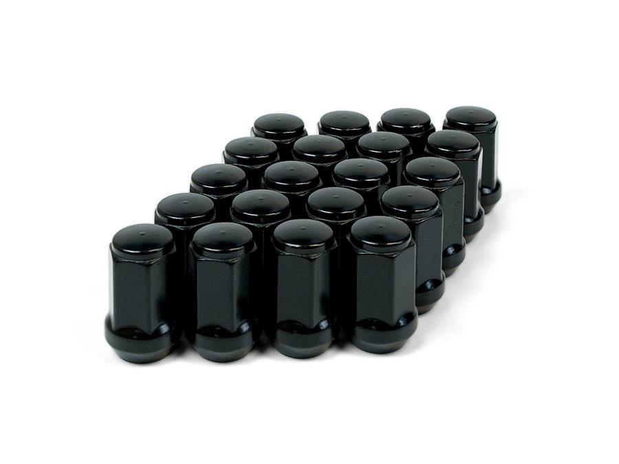 SAAS Wheel Nut Flat Head Bulge 1/2"" Black 40mm (20 Pack) 44091BBC