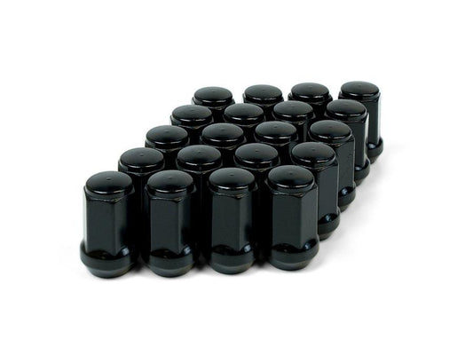 SAAS Wheel Nut Flat Head Bulge 1/2"" Black 40mm (20 Pack) 44091BBC
