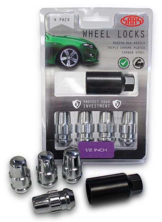 SAAS Locking Wheel Nuts Splined Acorn Bulge 1/2"" 44mm (4 Pack) 924421