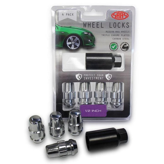 SAAS Locking Wheel Nuts Splined Acorn Bulge 1/2"" 44mm (4 Pack) 924421