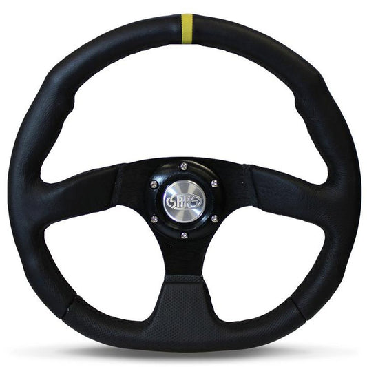 SAAS Steering Wheel Flat Bottom Leather Black 350mm D1-SWB-F2