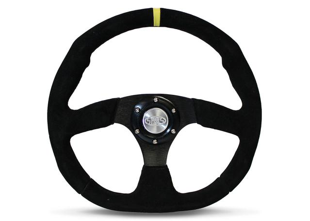 SAAS Steering Wheel Flat Bottom Suede Black 350mm D1-SWB-FS2