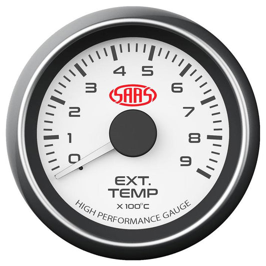 SAAS Muscle Series 2-1/16"" Exhaust Temp Gauge 0-900C White SG-EXT52W1
