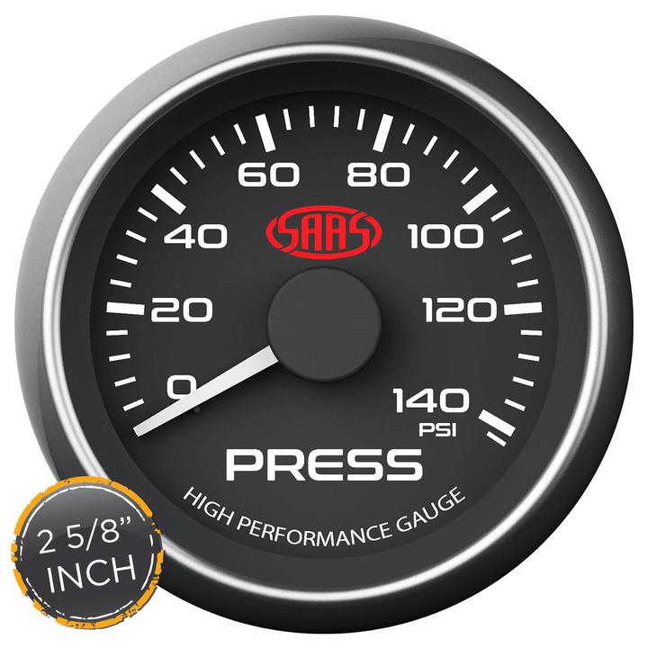 SAAS Muscle Series 2-5/8""Oil Pressure Gauge 0-140 Psi Black SG-OP258B