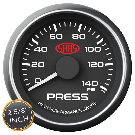 SAAS Muscle Series 2-5/8""Oil Pressure Gauge 0-140 Psi Black SG-OP258B