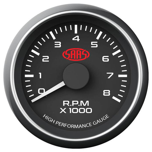 SAAS Muscle Series 2-1/16" Tacho Gauge 8,000RPM Black SG-TAC52B